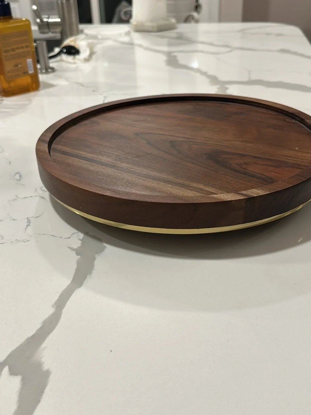 Lazy Susan Organizer for Table, 12 Inch Wooden Lazy Susan Turntable Tray